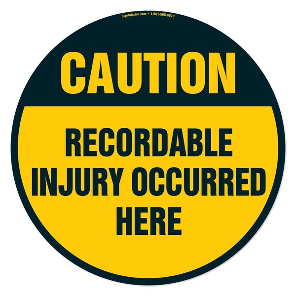 Recordable Injury Occurred Here 16in Non-Slip Floor Marker, 16 in L, 16 in H, 12PK